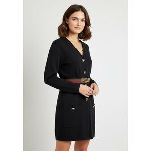 Vintage St John Black Santana Wool Knit Long Cardigan - 10/Medium 🇺🇸